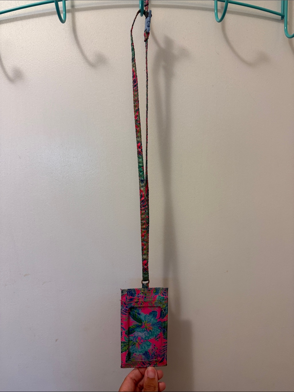 Lilly Pulitzer Pink & Teal Floral Id Lanyard Holder